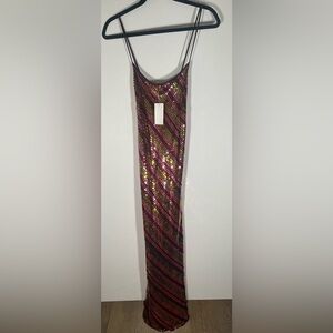RIXO Multicolor Sequin Midi Dress